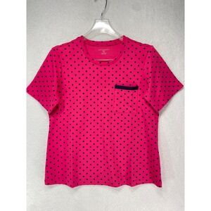 AppleSeed's Petites Women's size PM Pink / Navy Polka Dot Short Sleeve NWOT